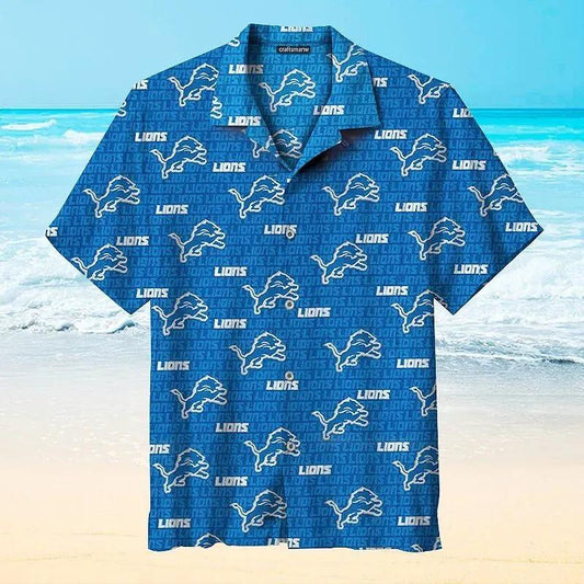 Detroit Lions Blue Nfl Hawaiian Graphic Print Short Sleeve Hawaiian Shirt, NFL Hawaiian Shirt Moonbestprint
