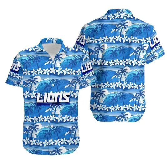 Detroit Lions Coconut Trees Nfl Gift For Fan Hawaii Shirt Summer Collection, NFL Hawaiian Shirt Moonbestprint