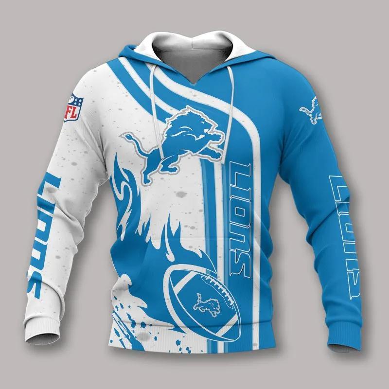 Detroit Lions Fire Ball All Over Print Hoodie, NFL Hoodie Moonbestprint