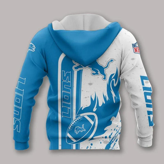 Detroit Lions Fire Ball All Over Print Hoodie, NFL Hoodie Moonbestprint