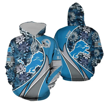 Detroit Lions Football Flower 3D Hoodie, NFL Hoodie Moonbestprint