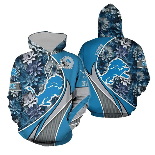 Detroit Lions Football Flower 3D Hoodie, NFL Hoodie Moonbestprint