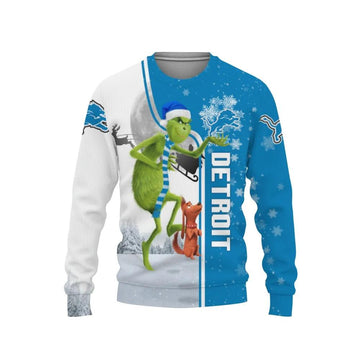Detroit Lions Grinch &amp; Scooby–Doo Ugly Christmas Sweater, NFL Christmas Sweater Moonbestprint