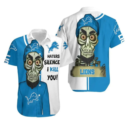 Detroit Lions Haters I Kill You 3D Hawaiian Shirt Print Short Sleeve Hawaiian Aloha Shirt, NFL Hawaiian Shirt Moonbestprint