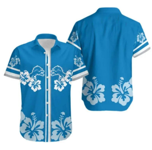 Detroit Lions Hibiscus Flower Hawaii Shirt Summer Collection, NFL Hawaiian Shirt Moonbestprint