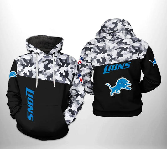 Detroit Lions NFL Camo Veteran Team 3D Hoodie, NFL Hoodie Moonbestprint