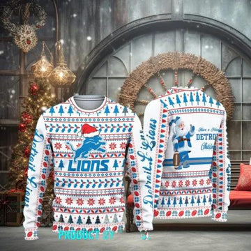 Detroit Lions NFL Merry Christmas Ugly Christmas Sweater, NFL Chritsmas Sweater Moonbestprint