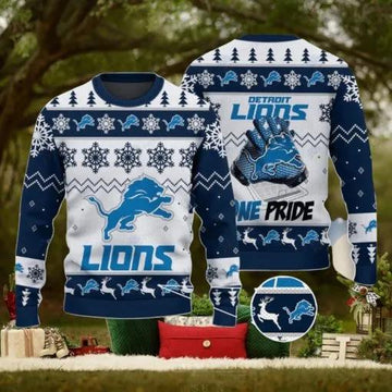 Detroit Lions NFL Ugly Christmas Sweater, NFL Chritsmas Sweater Moonbestprint