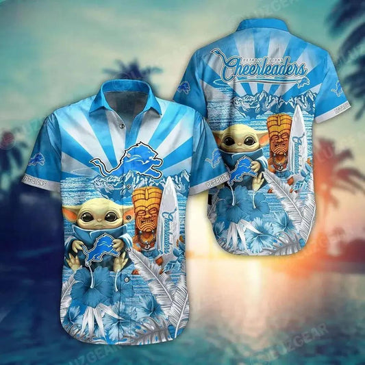 Detroit Lions Nfl Baby Yoda Hawaiian Sas Style Summer Trending For Men Women, NFL Hawaiian Shirt Moonbestprint