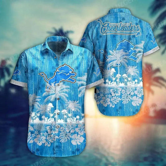 Detroit Lions Nfl Hawaii Graphic Tropical Pattern Style Summer Hawaiian Shirt, NFL Hawaiian Shirt Moonbestprint