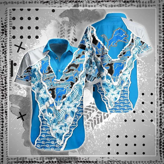 Detroit Lions Nfl Hawaii Shirt Graphic Floral Pattern This Summer Meaningful Gifts For Fans, NFL Hawaiian Shirt Moonbestprint
