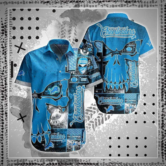 Detroit Lions Nfl Hawaiian Sas Skull Printed 3D New Trend Summer For Best Fans, NFL Hawaiian Shirt Moonbestprint