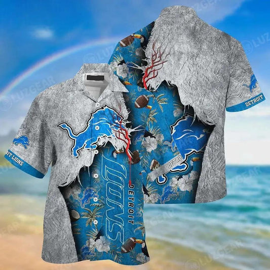 Detroit Lions Nfl Hawaiian Sas Tropical Print Sumer Best Gift For Fans, NFL Hawaiian Shirt Moonbestprint