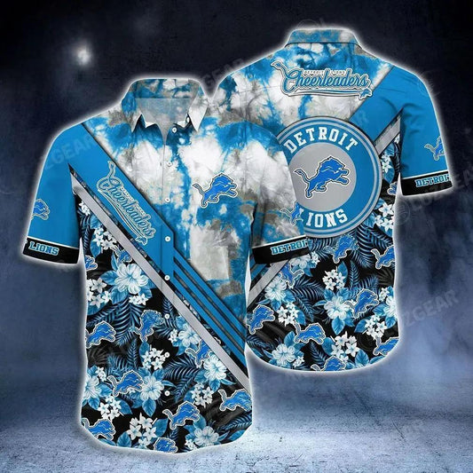 Detroit Lions Nfl Hawaiian Shirt Graphic Tropical Pattern New Trend Summer For Nfl Football Fans, NFL Hawaiian Shirt Moonbestprint
