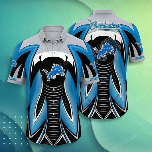 Detroit Lions Nfl Hawaiian Shirt Summer Short Sleeve Button Down Shirt Gift For Best Fans, NFL Hawaiian Shirt Moonbestprint
