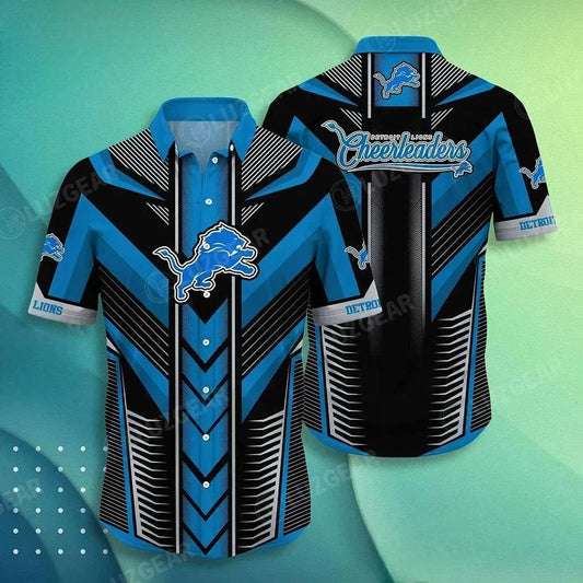 Detroit Lions Nfl Hawaiian Shirt Summer Short Sleeve Button Down Shirt Gift For Big Fans, NFL Hawaiian Shirt Moonbestprint