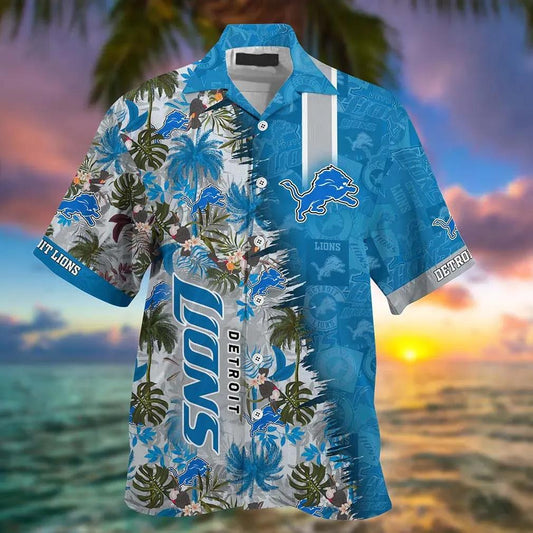 Detroit Lions Nfl Team Football Beach Shirt Summer Button Down Hawaiian Sas Best Fan Ever, NFL Hawaiian Shirt Moonbestprint