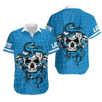 Detroit Lions Snake And Skull Hawaii Shirt Summer Collection, NFL Hawaiian Shirt Moonbestprint