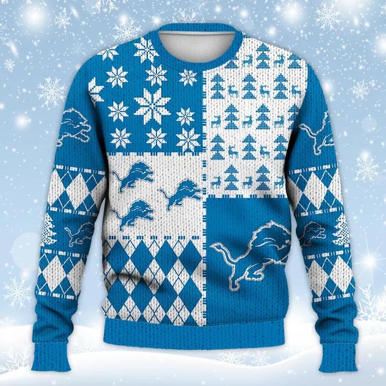 Detroit Lions Ugly Sweater Christmas, NFL Christmas Sweater Moonbestprint