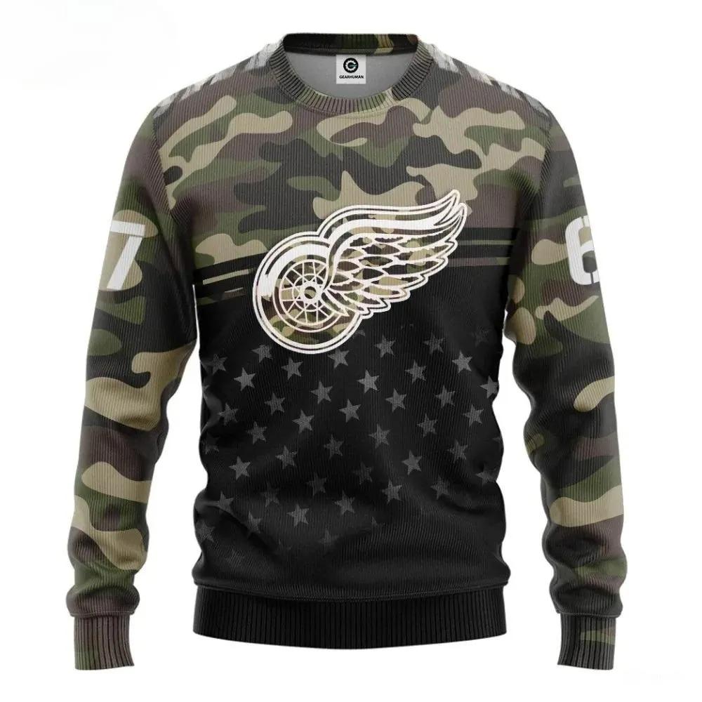 Detroit Red Wings Custom Number Ugly Christmas Sweater, NHL Christmas Sweater Moonbestprint