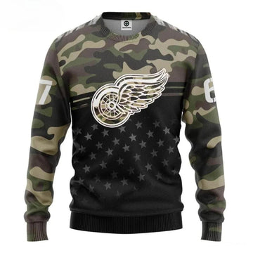 Detroit Red Wings Custom Number Ugly Christmas Sweater, NHL Christmas Sweater Moonbestprint