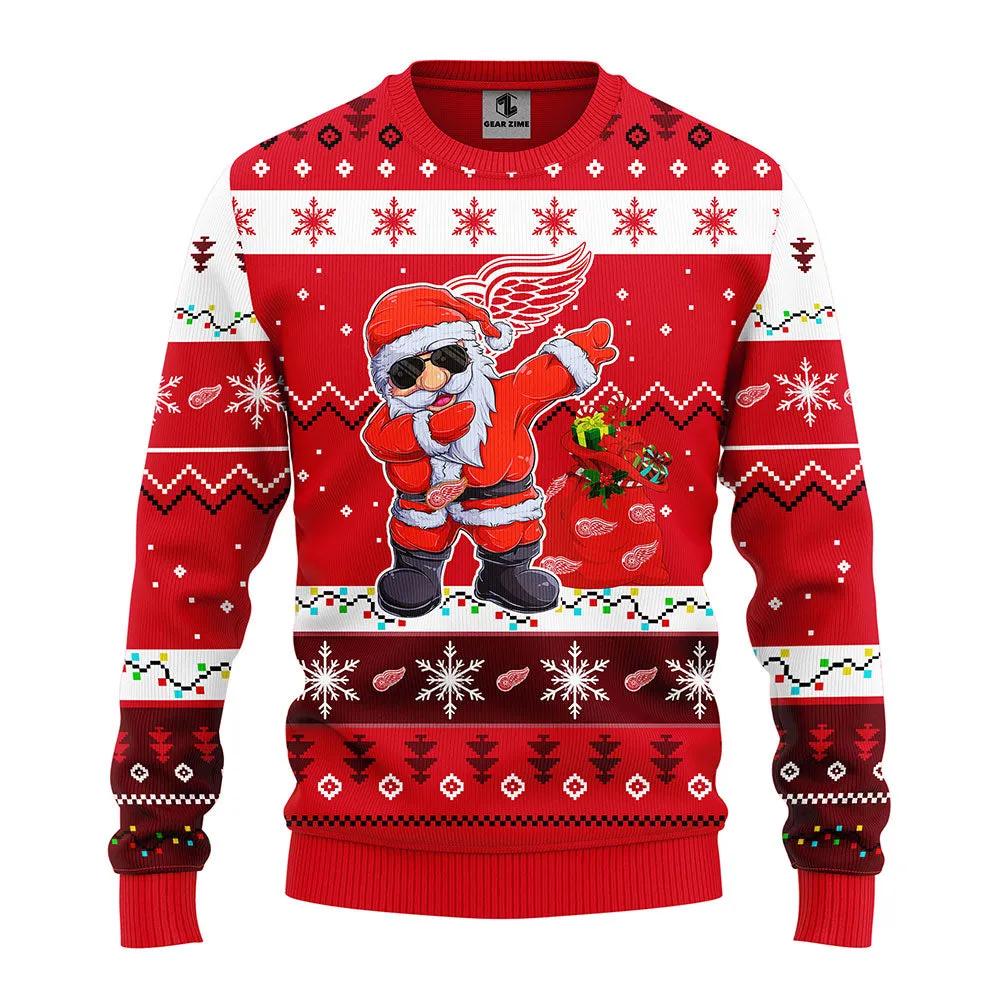 Detroit Red Wings Dabbing Santa Claus Ugly Christmas Sweater, NHL Christmas Sweater Moonbestprint