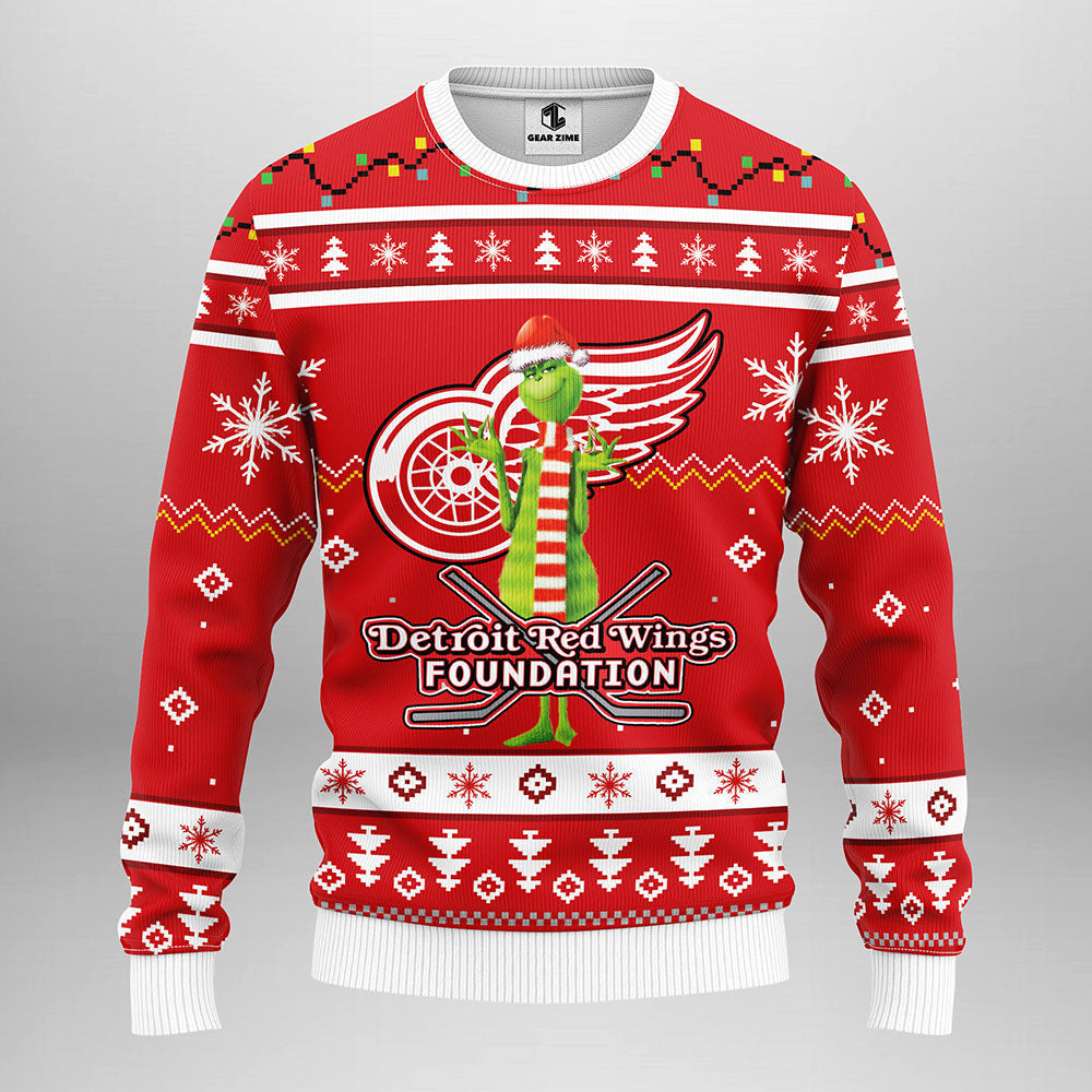 Detroit Red Wings Funny Grinch Ugly Christmas Sweater, Grinch Xmas Sweater Moonbestprint