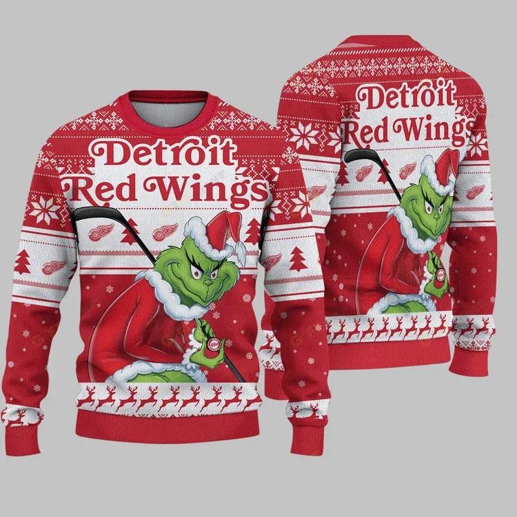 Detroit Red Wings Grinch Stolen Ugly Christmas Sweater, NHL Christmas Sweater Moonbestprint