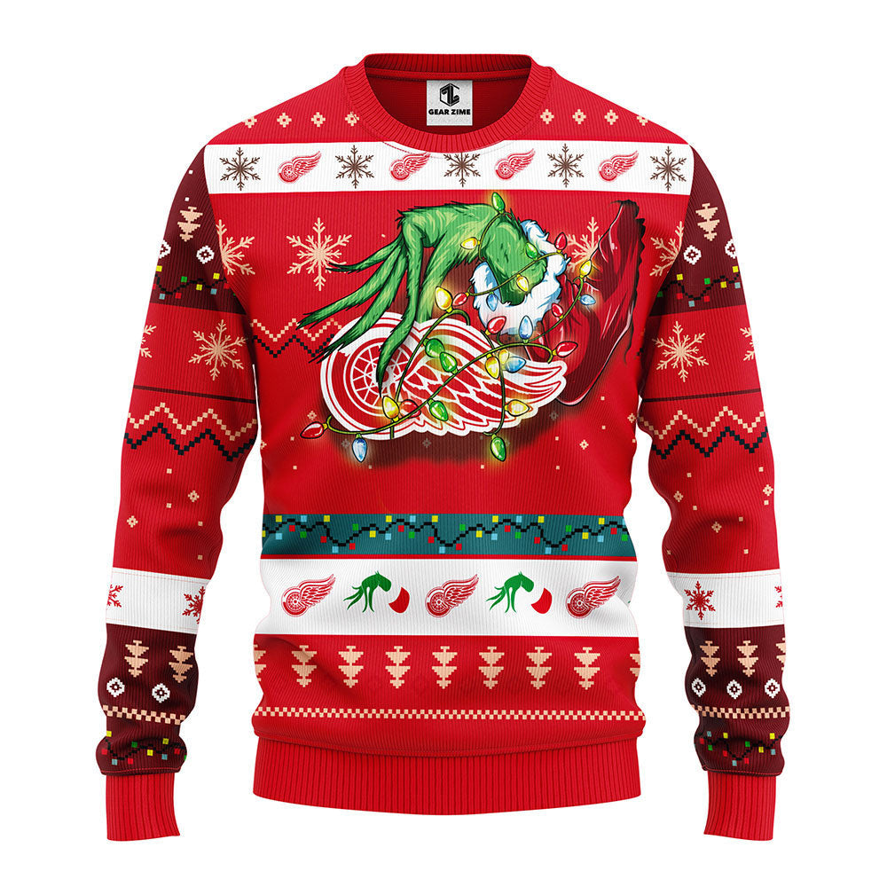 Detroit Red Wings Grinch Ugly Christmas Sweater, Grinch Xmas Sweater Moonbestprint
