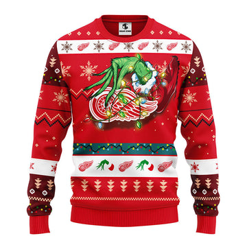 Detroit Red Wings Grinch Ugly Christmas Sweater, Grinch Xmas Sweater Moonbestprint