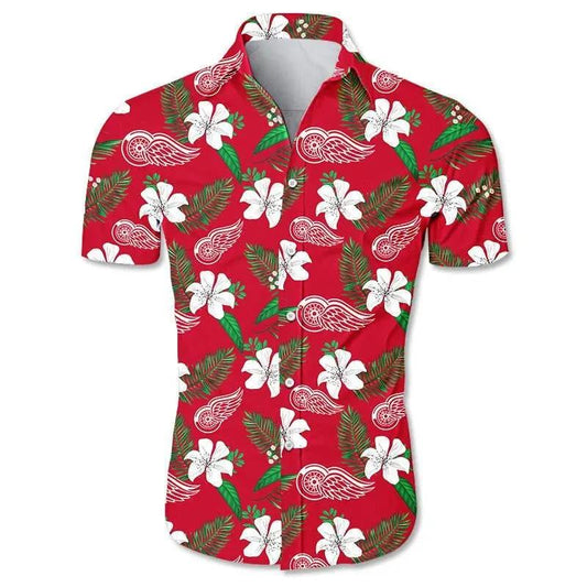 Detroit Red Wings Hawaiian Shirt Floral Button Up, NHL Hawaiian Shirt Moonbestprint