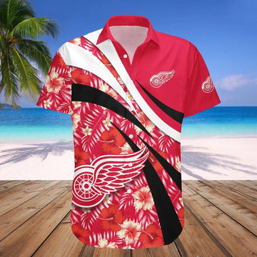 Detroit Red Wings Hawaiian Shirt Hibiscus Sport Style - NHL, NHL Hawaiian Shirt Moonbestprint