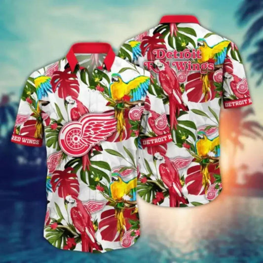 Detroit Red Wings NHL Hawaiian Shirt Sunsetstime Aloha Shirt, NHL Hawaiian Shirt Moonbestprint