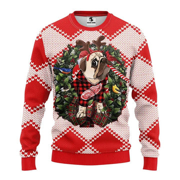 Detroit Red Wings Pub Dog Ugly Christmas Sweater, NHL Christmas Sweater Moonbestprint
