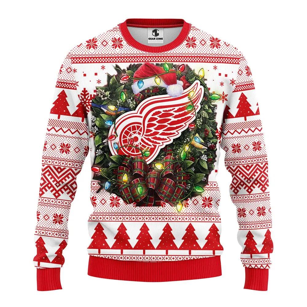 Detroit Red Wings Santa Hat Ugly Christmas Sweater, NHL Christmas Sweater Moonbestprint
