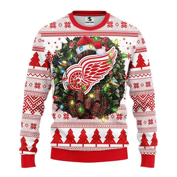 Detroit Red Wings Santa Hat Ugly Christmas Sweater, NHL Christmas Sweater Moonbestprint
