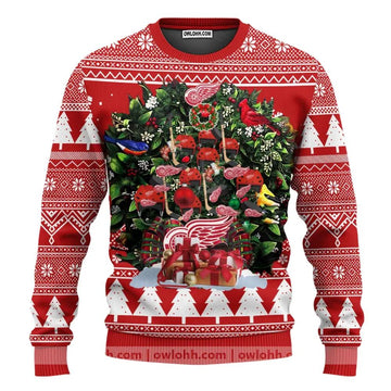 Detroit Red Wings Tree Christmas Ugly Sweater, NHL Christmas Sweater Moonbestprint