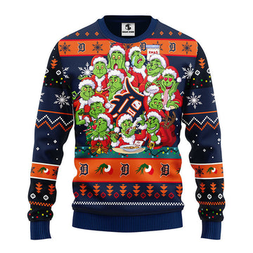 Detroit Tigers 12 Grinch Xmas Day Ugly Christmas Sweater, Grinch Xmas Sweater Moonbestprint