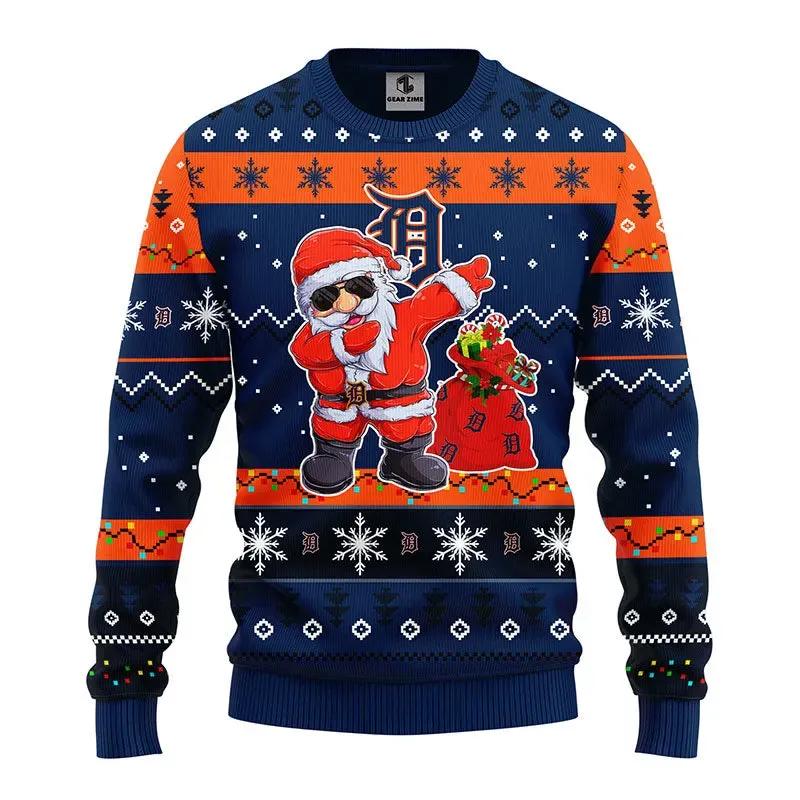 Detroit Tigers Dabbing Santa Claus Ugly Christmas Sweater, MLB Christmas Sweater Moonbestprint