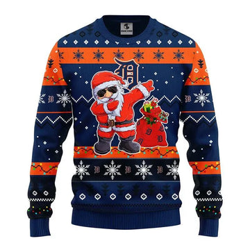 Detroit Tigers Dabbing Santa Claus Ugly Christmas Sweater, MLB Christmas Sweater Moonbestprint