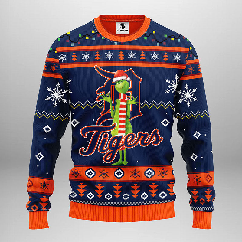 Detroit Tigers Funny Grinch Ugly Christmas Sweater, Grinch Xmas Sweater Moonbestprint