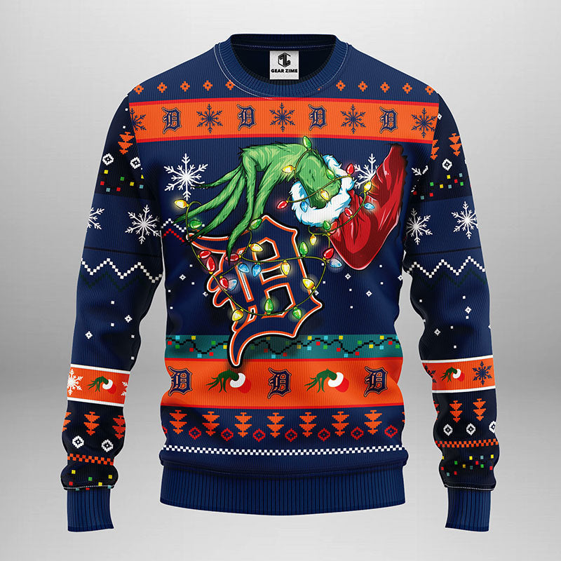 Detroit Tigers Grinch Ugly Christmas Sweater, Grinch Xmas Sweater Moonbestprint
