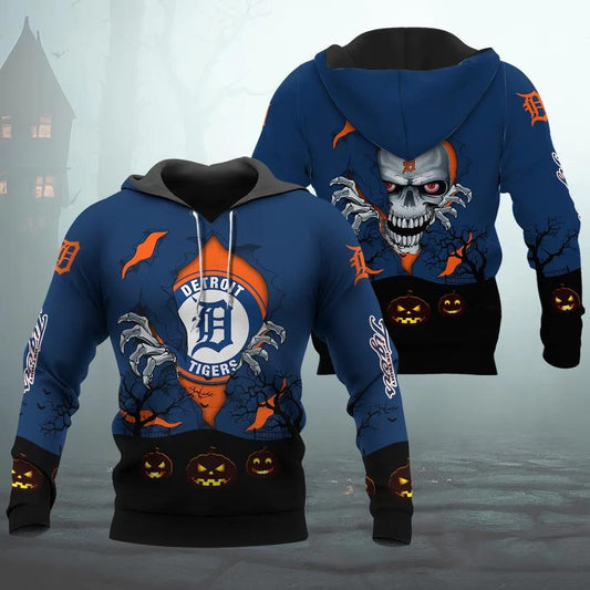 Detroit Tigers Halloween 3D Apparel, MLB Hoodie Moonbestprint