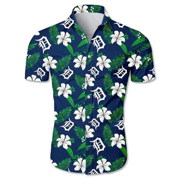Detroit Tigers Hawaiian Shirt Tropical Flower Gift For Fans, MLB Hawaiian Shirt Moonbestprint