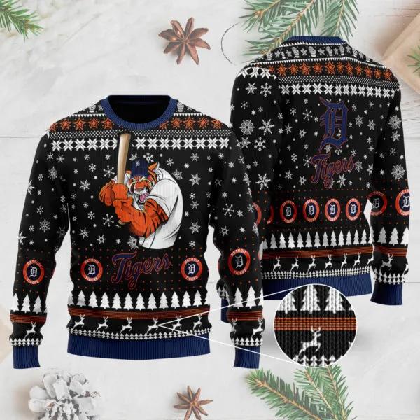 Detroit Tigers Mascot Ugly Christmas Sweater, MLB Christmas Sweater Moonbestprint