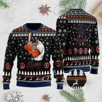 Detroit Tigers Mascot Ugly Christmas Sweater, MLB Christmas Sweater Moonbestprint