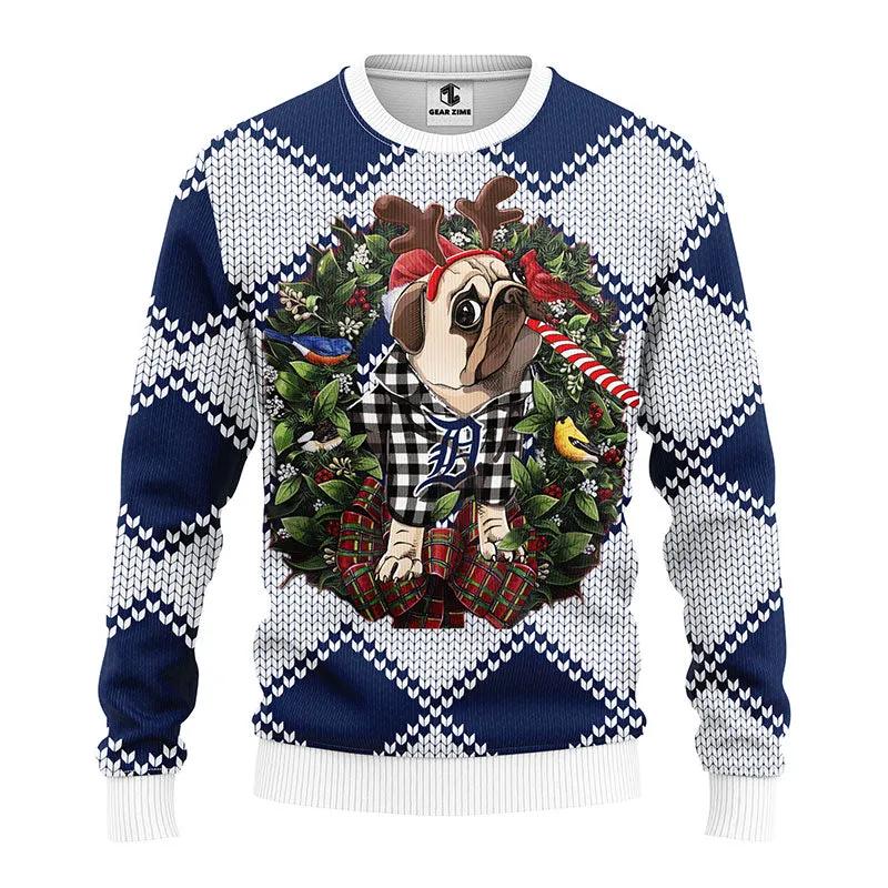 Detroit Tigers Pub Dog Ugly Christmas Sweater, MLB Christmas Sweater Moonbestprint