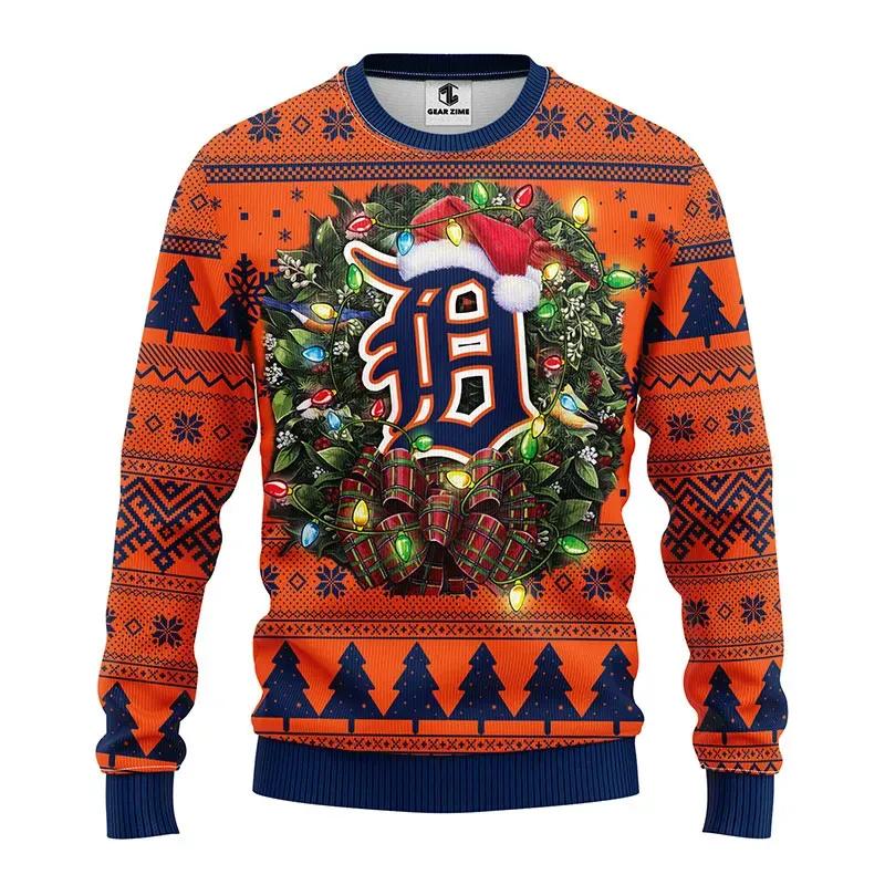Detroit Tigers Santa Hat Ugly Christmas Sweater, MLB Christmas Sweater Moonbestprint