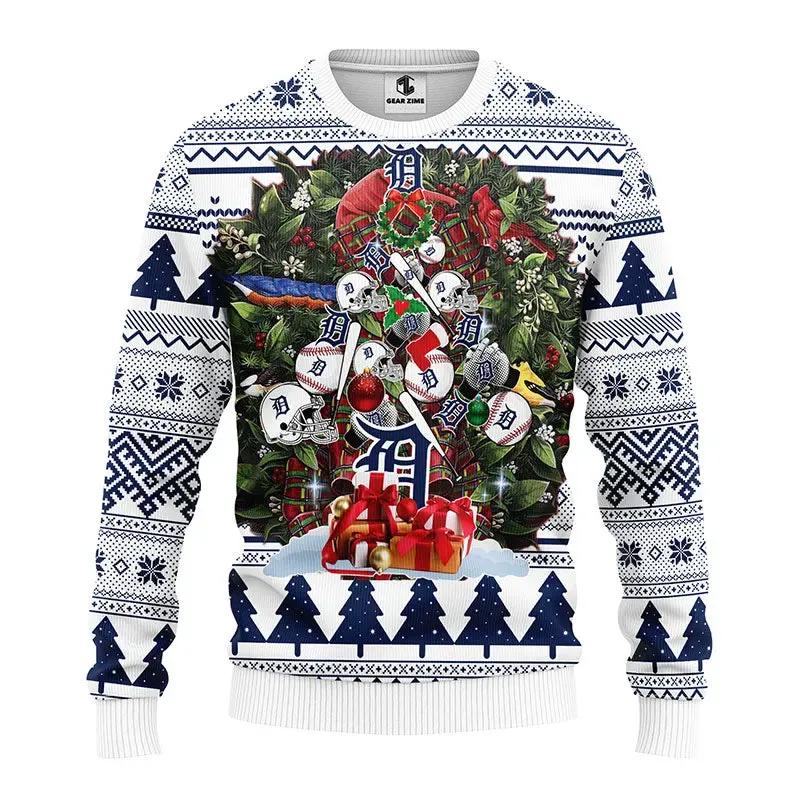 Detroit Tigers Tree Christmas Ugly Christmas Sweater, MLB Christmas Sweater Moonbestprint