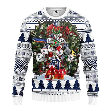 Detroit Tigers Tree Christmas Ugly Christmas Sweater, MLB Christmas Sweater Moonbestprint